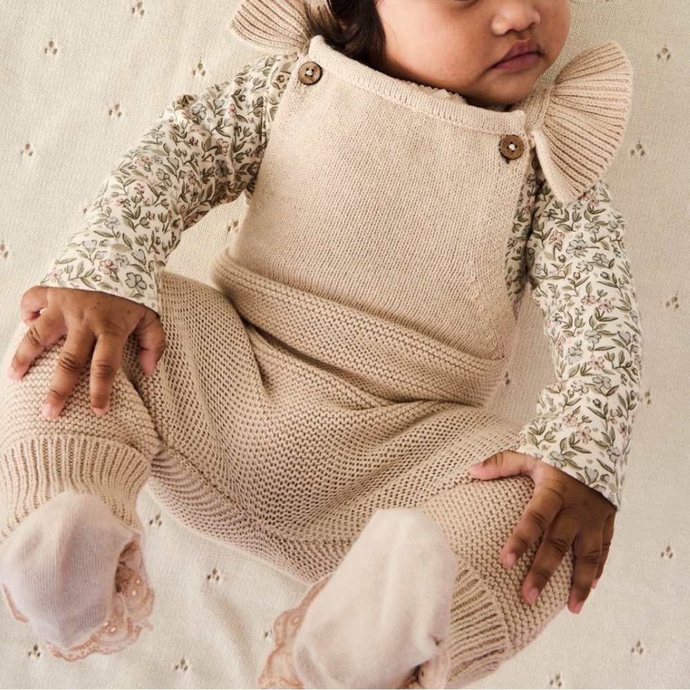 Jamie Kay Oatmeal Lulu Knit Baby Romper